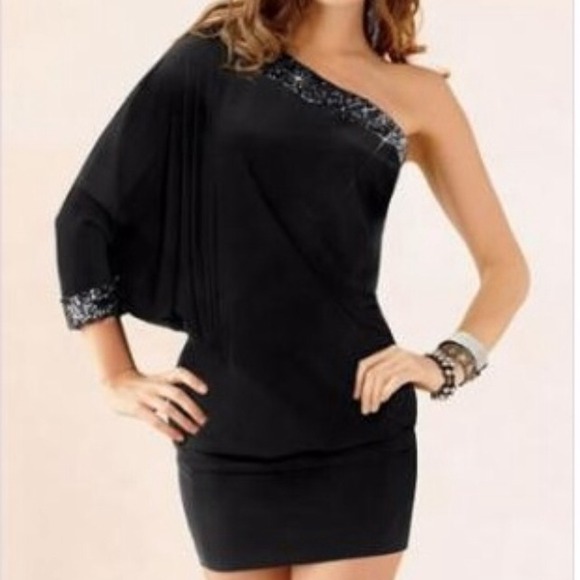Black one sleeve sequin dress - Picture 2 of 2