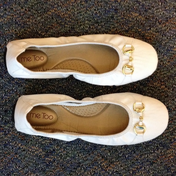 Basic white flats with gold embellishments!!!!!