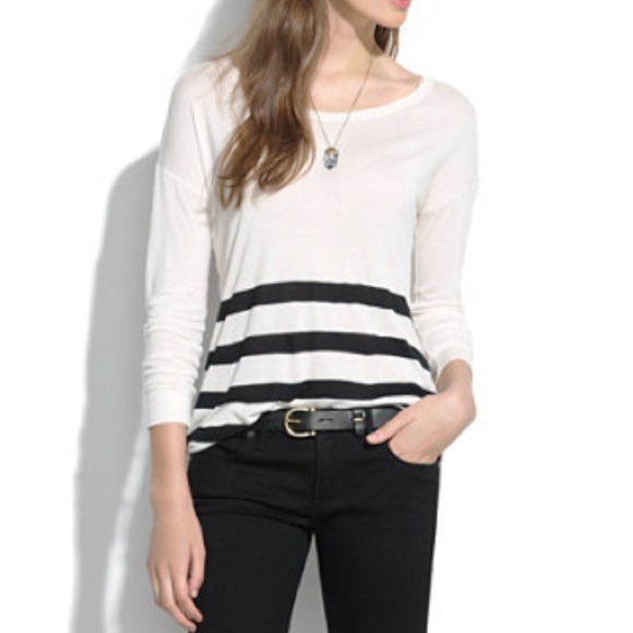 ❌SOLD in Bundle Madewell White Striped Dolman Top.