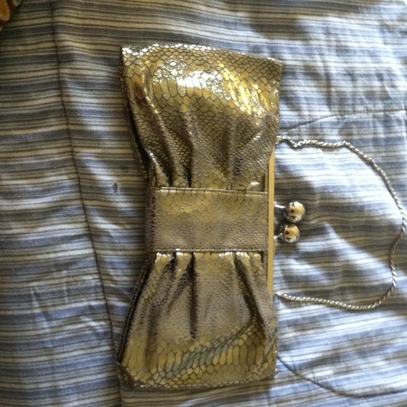 Shiny silver snake skin clutch BRAND NEW! REDUCED!