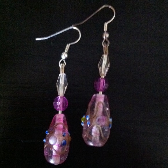 Colorful glass bead earrings💎