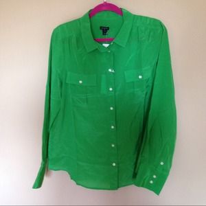 J. Crew Tops - Kelly Green JCrew silk button down J. Crew Tops - Kelly Green JCrew silk button down