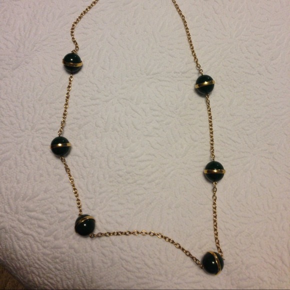 J Crew Dark Green Bauble Necklace