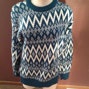 Turquoise and white Aztec sweater