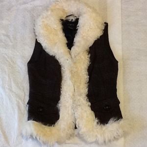 Arden B real lamb skin plaid vest