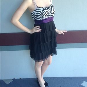 Sweet storm zebra and purple homecoming dress