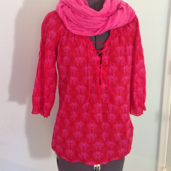 Red/pink peasant top