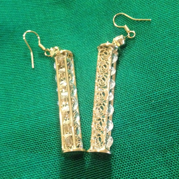 🎀SOLD🎀GP Crystal cylinder earrings.