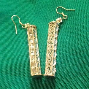 🎀SOLD🎀GP Crystal cylinder earrings.