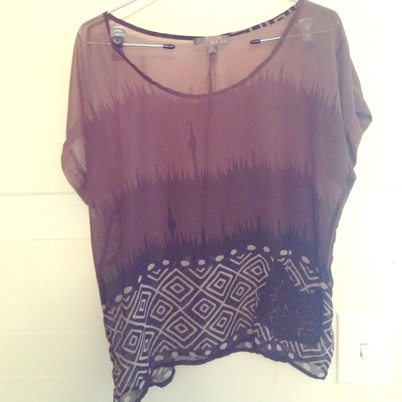 Sheer graphic blouse