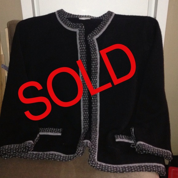 Sold- on ebay Chanel black w/ grey  trim cashmere
