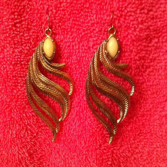 Gold Feather Earrings