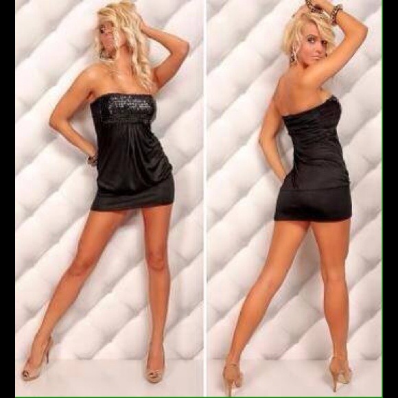 Black sexy sequined sleeveless dress - Picture 2 of 2