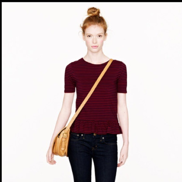 ❌Bundled❌🎀2x HP🎀J.Crew peplum stripe top - Picture 2 of 4