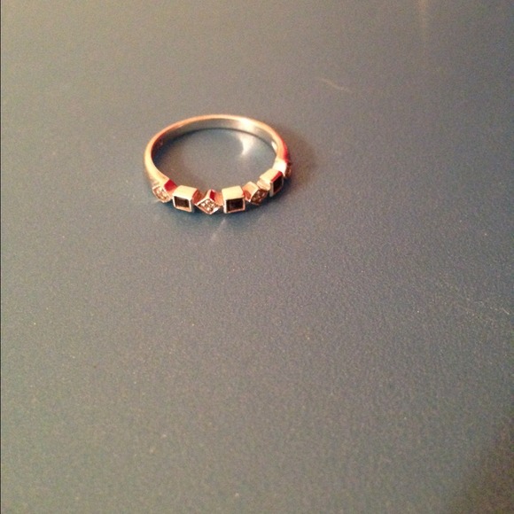 14k white gold Sapphire and diamond accent ring