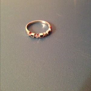 14k white gold Sapphire and diamond accent ring