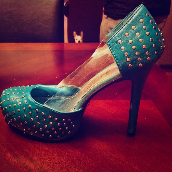 Studded Teal Pumps
