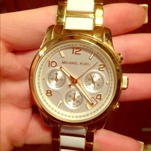 Michael Kors gold and white acrylic watch