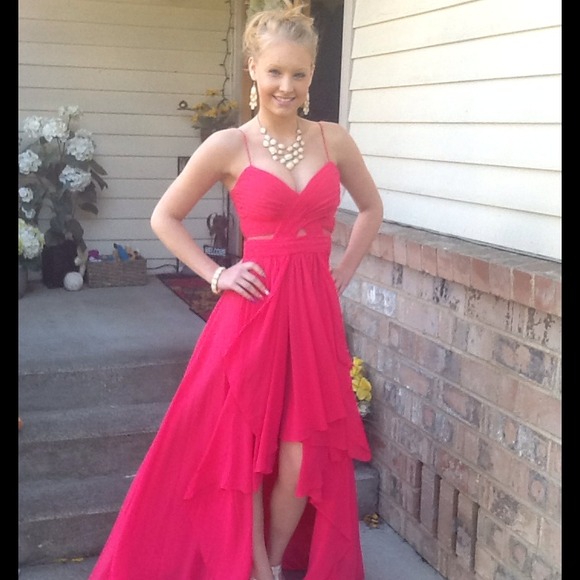 Cache Dresses & Skirts - GORGEOUS IN CORAL SPECIAL OCCASION HI-LO DRESS