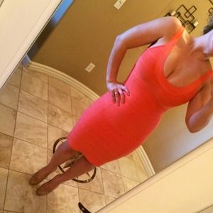 Sold on eBay!! Authentic coral Herve Leger dress.