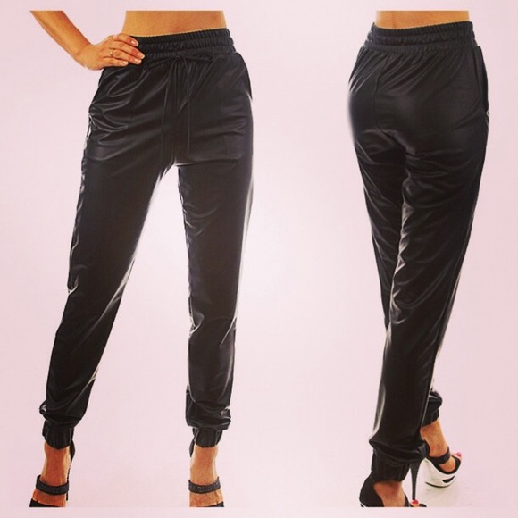 Leather joggers