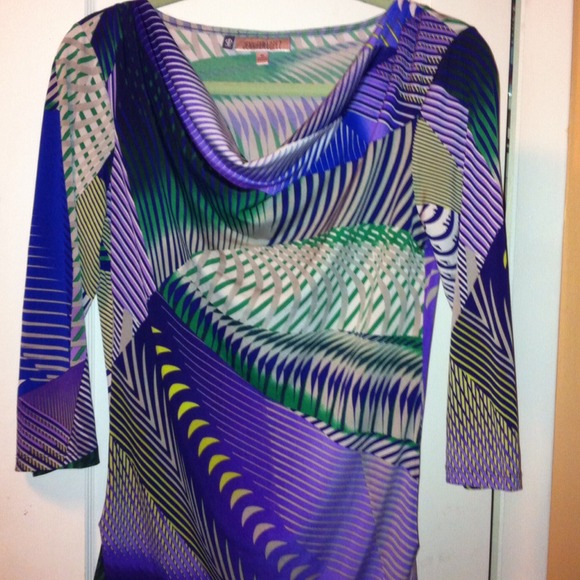 Jennifer Lopez Multicolor Drapeneck Top