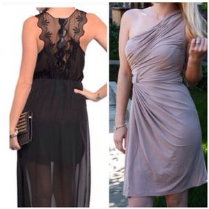 Dresses - Grecian Gathered Tan Dress + Black Dress Dresses - Grecian Gathered Tan Dress + Black Dress