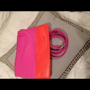 Street Level Pink and Orange Leather Crossbody bag