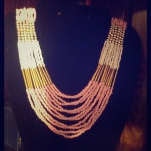 Pink white and gold necklace