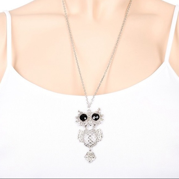 HEMATITE OWL PENDANT NECKLACE & EARRING SET