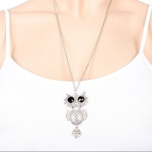 HEMATITE OWL PENDANT NECKLACE & EARRING SET