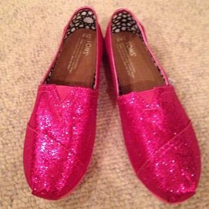 Hot pink glitter Toms!