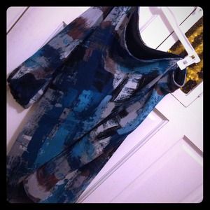 Blue color block dress