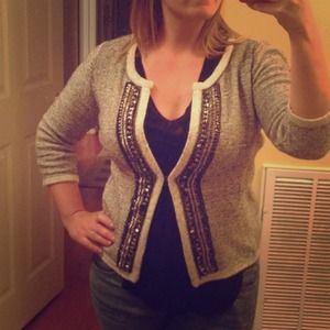 Beaded tweed cardigan
