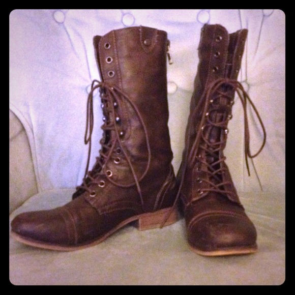 Madden Girl Brown Combat Boots