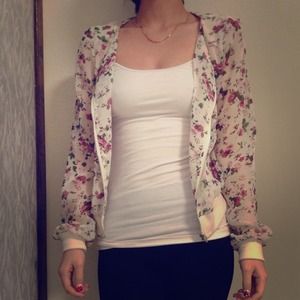 Flower- white base blazer