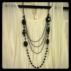 Black beaded layered necklace