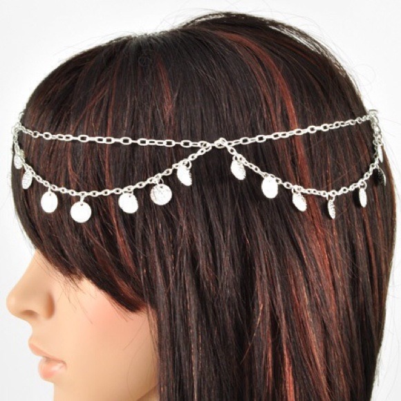 Silver Rhodiumized Charm Style Head Chain - Picture 2 of 2