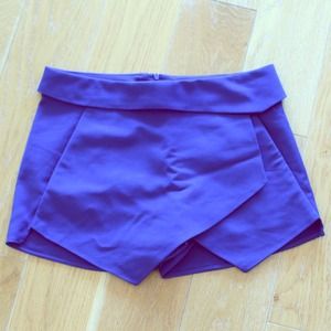 Zara Blue Asymmetric Panel Shorts XS