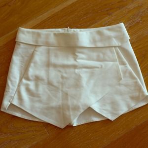 Zara White Asymmetric Panel Shorts XS