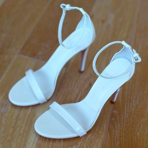 Zara White Sandal Heels SZ 38/ 7.5