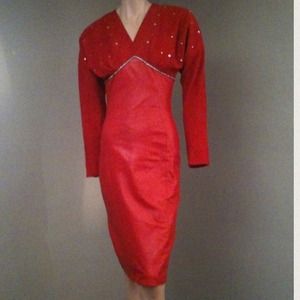 Vintage Red Leather & Suede Dali Melame Dress