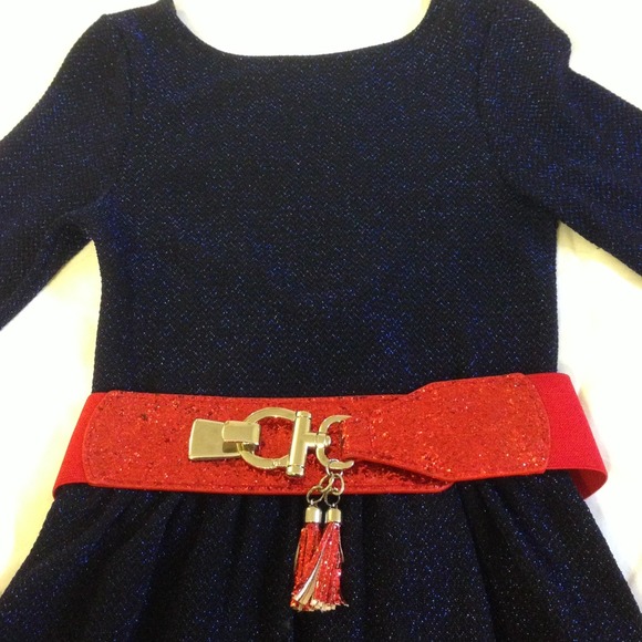 Navy Blue Glitter Dress - Picture 3 of 3