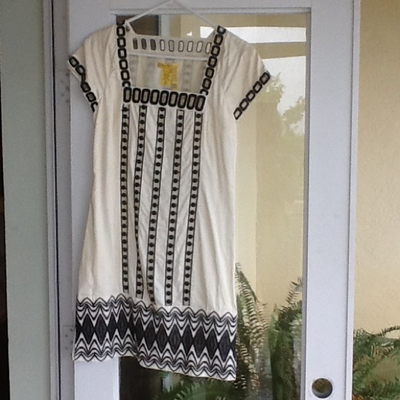 Heavy embroidered capped sleeve dress
