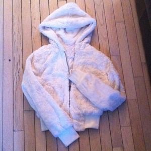 Cream fur jacket size medium