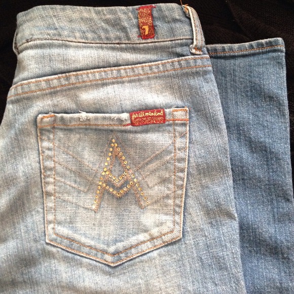 7 for all Mankind rhinestone "a pocket" jeans - Picture 1 of 4