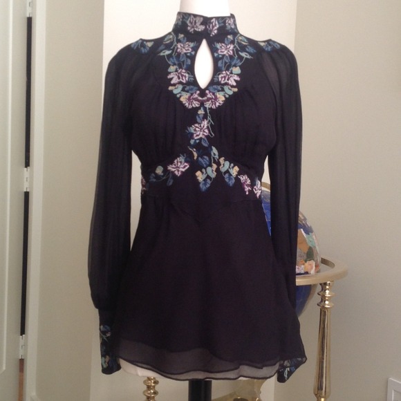 Catherine Malandrino Silk and Needlepoint Tunic