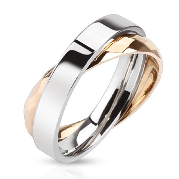 Be Seen Sales Jewelry - NEW**Stainless Steel and 14Kt Gold Ion Plated Ring
