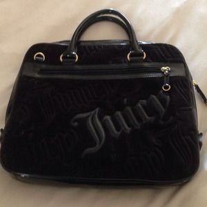 Juicy Couture Black Velour Laptop bag/ purse