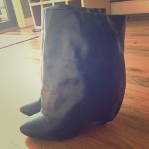 Black fold-over boots